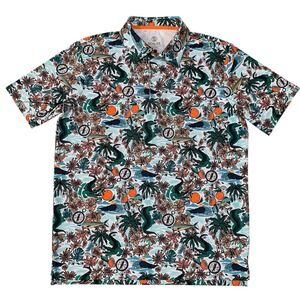 Scales Fish & Game Polo Shirt Mens Medium Florida Tropical Alligator Fish Golf